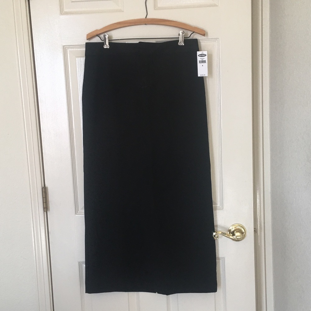 Black Straight Midi Skirt